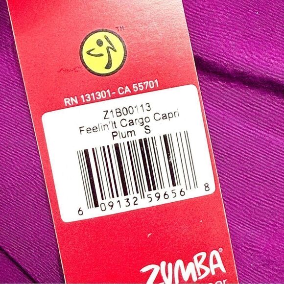 Zumba NWT! Women's Feelin’ It Cargo Capri Plum Relaxed Fit Dance Pants Size S - Picture 5 of 6
